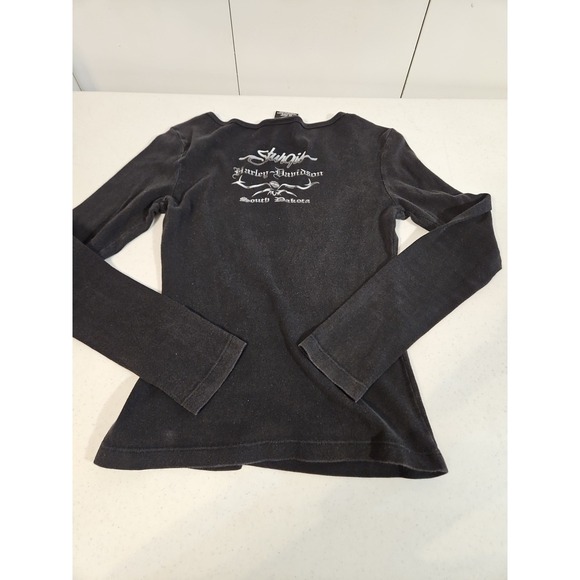 Harley Davidson Small Black Long Sleeve Womens Sturgis 2003 South Dakota (1404 - Picture 4 of 8